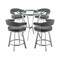 Armen Living Naomi and Chelsea 5-Piece Counter Height Dining Set in Brushed Stainless Steel and Gray Faux Leather SETNMCHGRBS5 - alternate 1